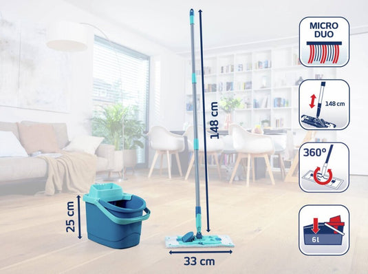 Leifheit reinigingsset power clean groen 514 mm x 26,9 mm x 260 mm