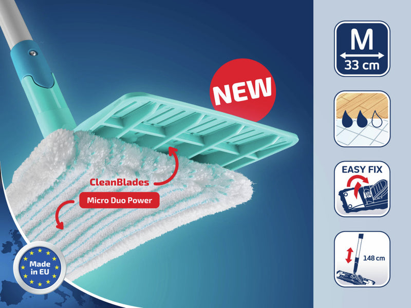 Load image into Gallery viewer, Leifheit Leifheit 55515 Powerclean Vloerwisser M 33 cm Compleet Systeem met 140 cm Micro Duo met Gratis Extra Micro Duo Doek
