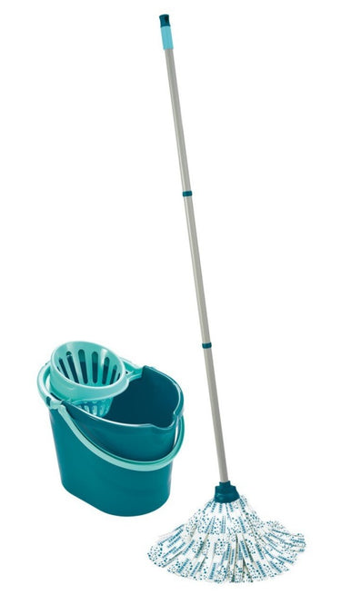Leifheit classic mop set complete set - incl. emmer 12 liter - turquoise