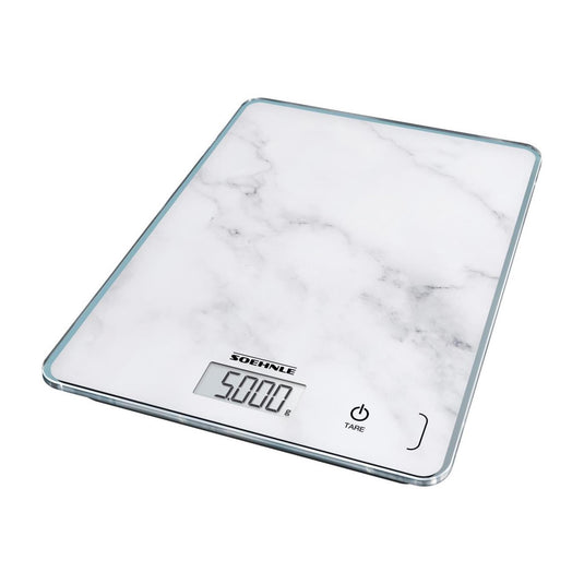 Soehnle keukenweegschaal compact 300 - digitaal - 1 gram nauwkeurig - tot 5 kg - marmerlook - wit