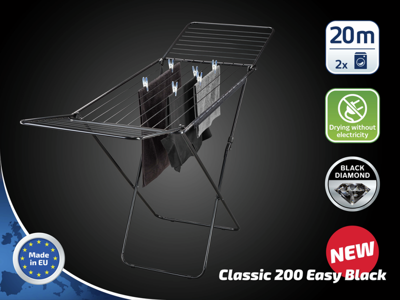 Load image into Gallery viewer, Leifheit classic droogrek - 200 easy - 20 mtr drooglengte - zwart
