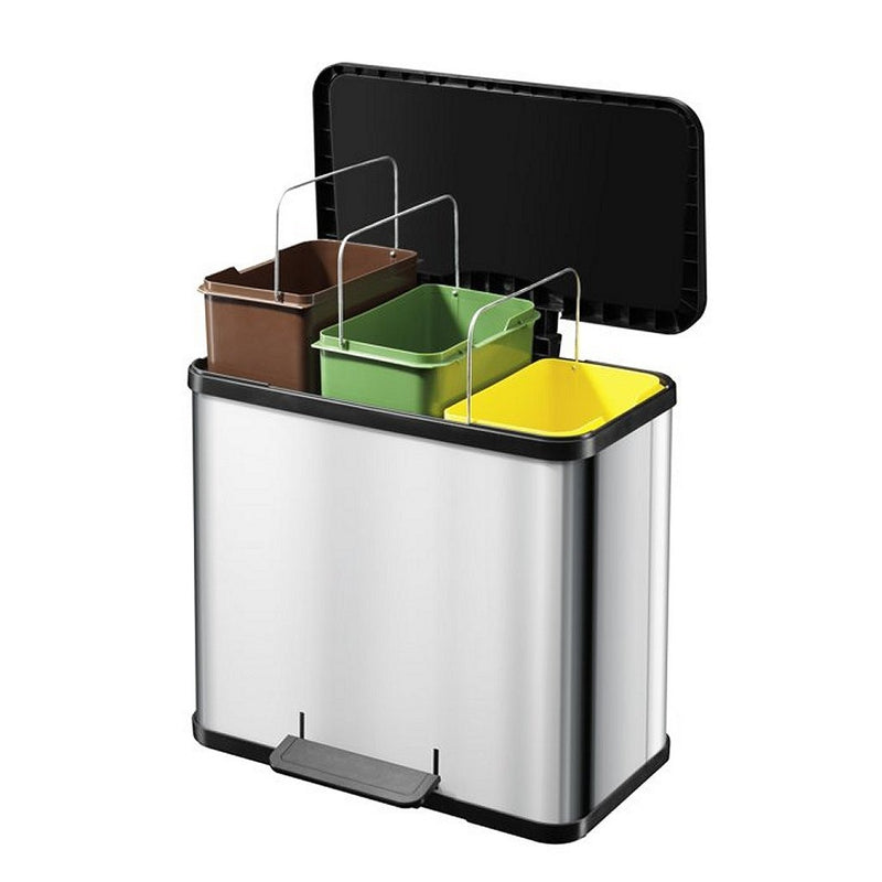 Load image into Gallery viewer, Hailo 0633-220 öko trio plus l pedaalemmer 3x9l zilver zwart
