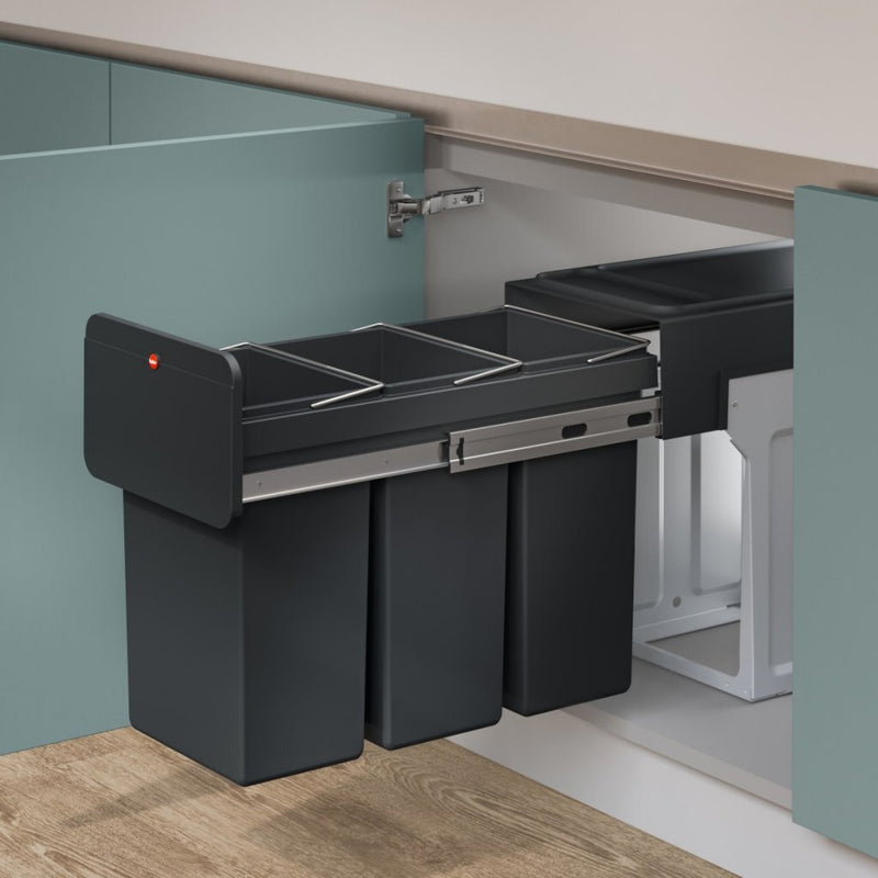 Load image into Gallery viewer, Hailo 0310-300 ecoline design trio l inbouwafvalemmer 3x10l zwart
