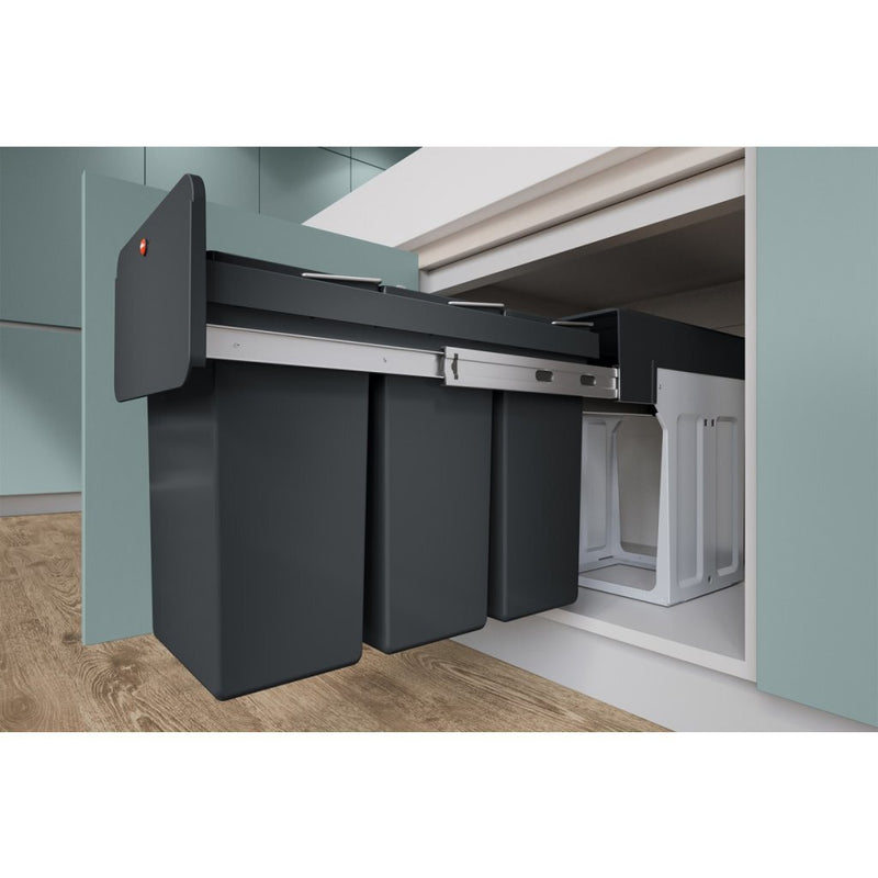 Load image into Gallery viewer, Hailo 0310-300 ecoline design trio l inbouwafvalemmer 3x10l zwart
