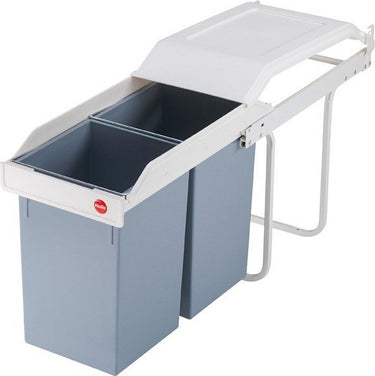 Hailo 3659-001 multi-box duo l inbouw afvalbak 2x14l wit zilver