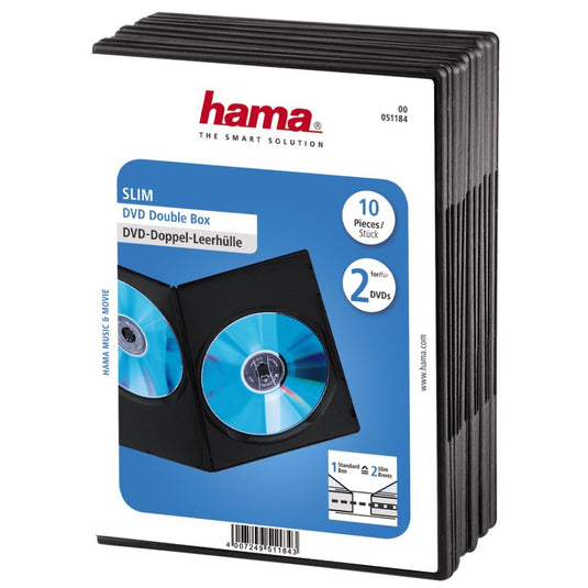 Hama dvd slim box dubbel zwart 10 stuks