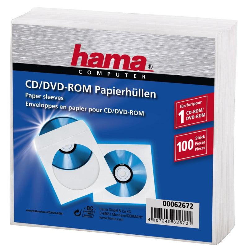 Load image into Gallery viewer, Hama cd dvd protection sleeves papier wit 100 stuks
