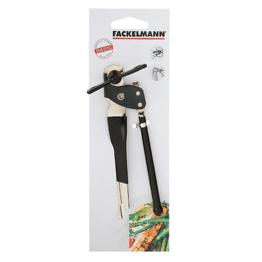 Fackelmann basic blik- en flesopener 15 cm zilver zwart