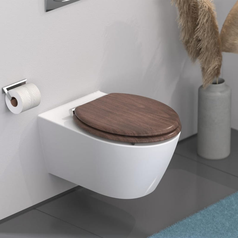 Load image into Gallery viewer, SCHÜTTE SCHÜTTE Toiletbril soft-close DARK WOOD MDF
