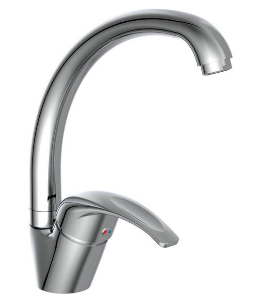 Ngk schutte diziani ééngreepsmeraan keuken met ronde uitloop | chroom 35755