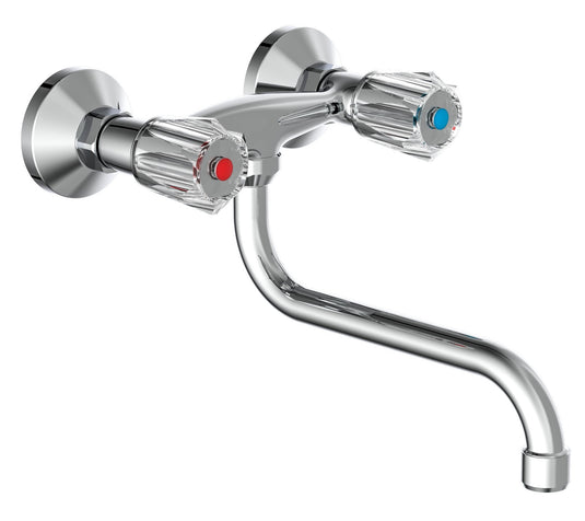 Schutte brillant tweegreepskraan keuken | wandmontage | chroom 57600