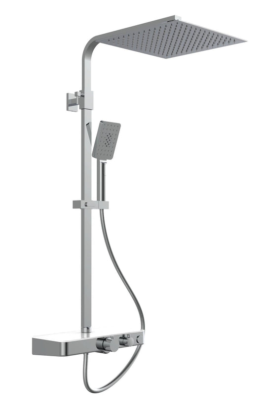 Ngk schutte ocean douchesysteem met thermostatische meraan en glazen planchet | chroom-wit - 60530 60530