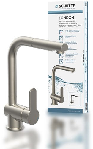 Schütte schutte london ééngreepsmengkraan keuken met uittrekbare uitloop | roestvrij staal-look - 79705 - 79705