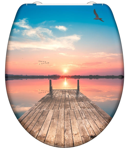 Schutte duroplast wc-bril sunset sky met soft-close en quick-release 82378