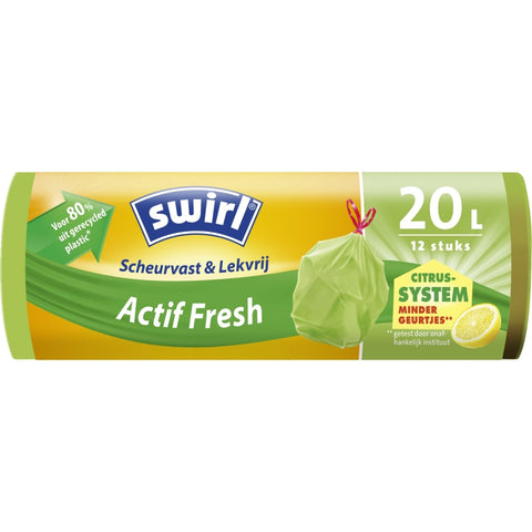 Swirl swirl actif fresh pedaalemmerzakken met citroengeur 20l 12 stuks