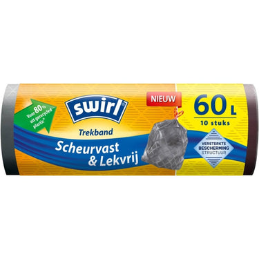 Swirl vuilniszakken met trekband 60l 10 stuks grijs