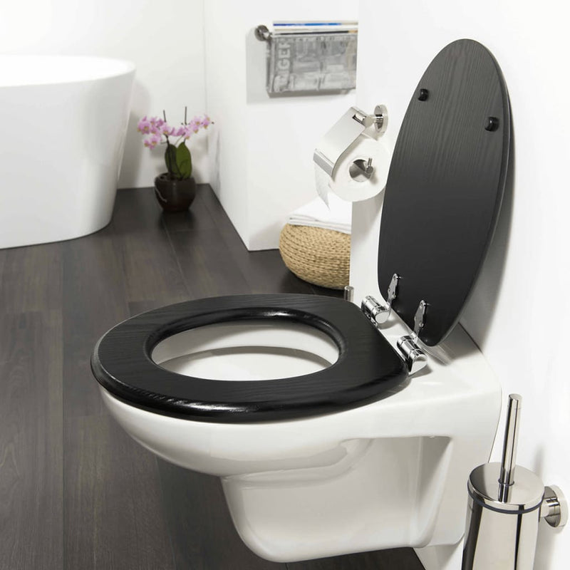 Load image into Gallery viewer, Tiger soft-close toiletbril blackwash mdf zwart 252030746

