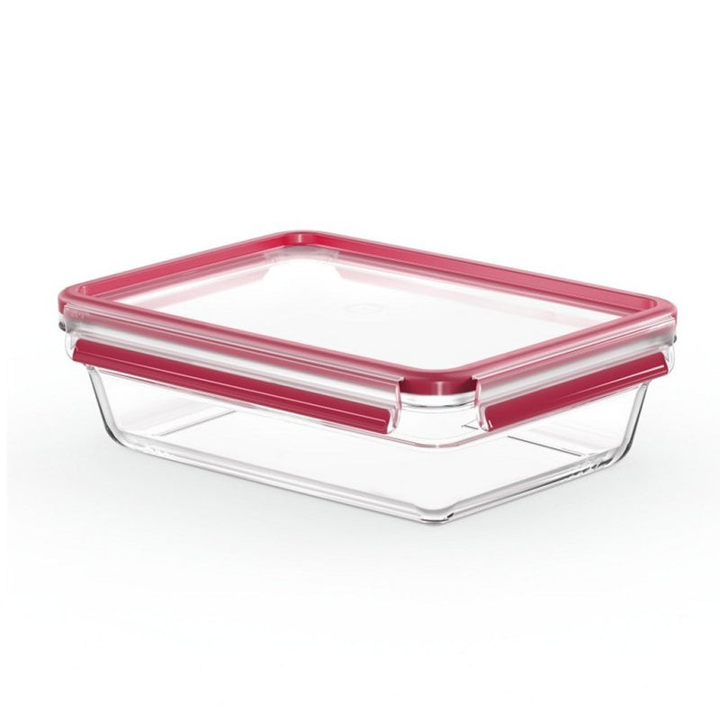 Load image into Gallery viewer, Emsa n1041100 clip and close glazen vershoudbewaarbakje 2l 11.8x6.9 cm 19.7x8 cm rood
