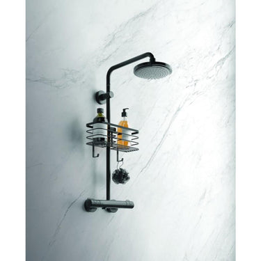 Metaltex origin lava touch doucherek voor douchekolom 29x11x15cm matzwart (ophangen zonder boren)