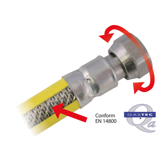 Scanpart gas aansluit set rvs-flexibele 125cm
