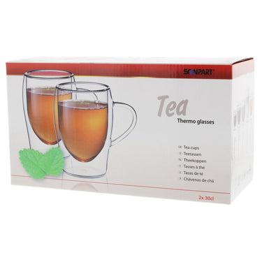 Scanpart dubbelwandige theeglazen 300 ml - thee - theeglas dubbelwandig - 2 stuks