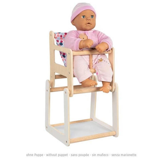 Goki poppenstoel - 2 in 1 met tafel - 25x24,5x47cm - hout en tekstiel - 3 jaar