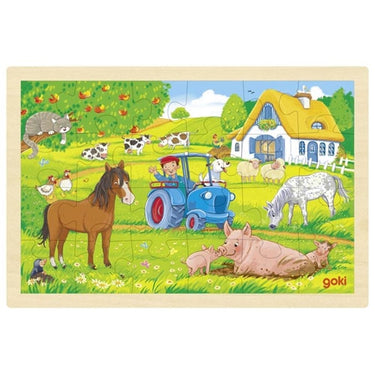 Goki houten puzzel boerderij. 24 delig. 3+