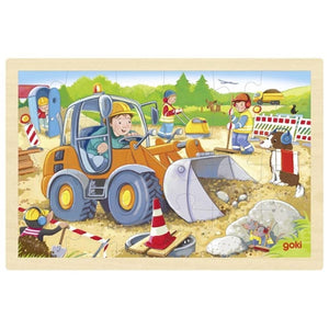 Goki puzzel bouwplaats. 24 delig. 30x20x0,8 c