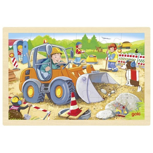 Goki puzzel bouwplaats. 24 delig. 30x20x0,8 c