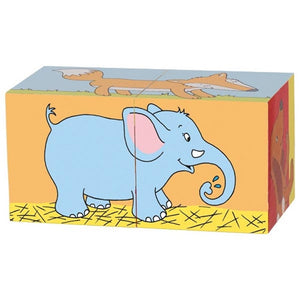 Goki kubuspuzzel, dieren. 2 delig. 10x5x5 cm.