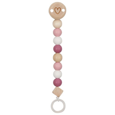 Goki houten fopspeenketting hart roze