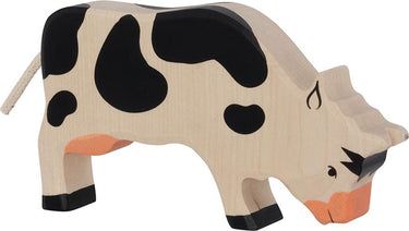 Holztiger boerderij: koe grazend, zwart 19x3x11cm, hout