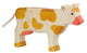 Holztiger koe, staand, bruin. 17,5 cm.