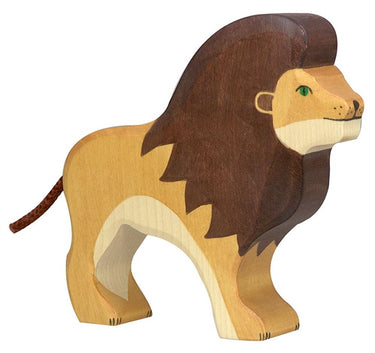 Holztiger leeuw. 15 cm.
