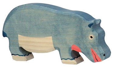 Holztiger nijlpaard, etend. 18 cm.