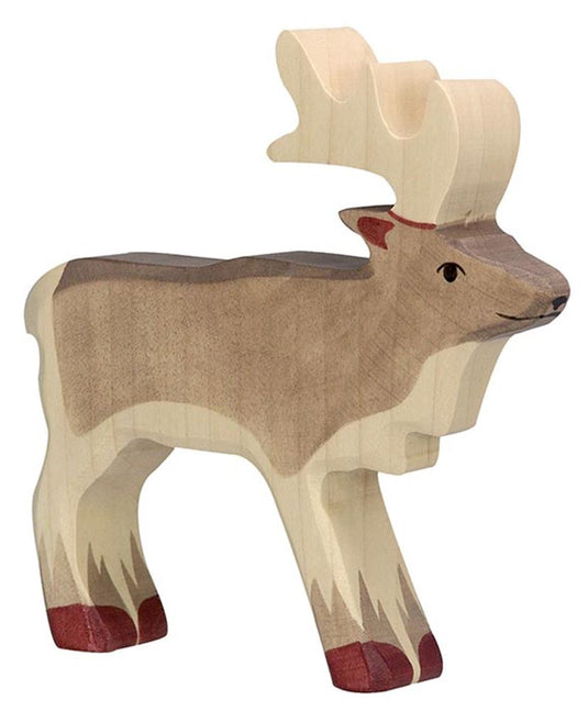 Holztiger rendier. 14 cm.