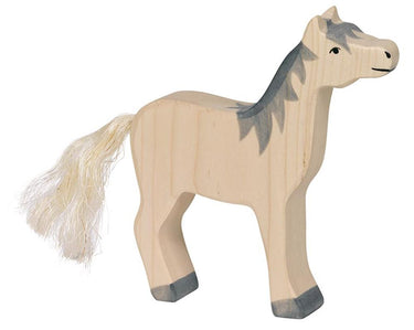 Holztiger boerderij - paard grijze manen - 13x3x15cm - houten figuur - handgemaakt