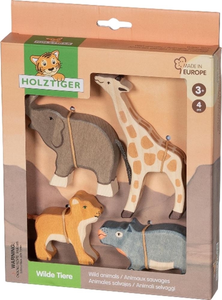 Load image into Gallery viewer, Holztiger wilde dieren. 4 delig. 3+

