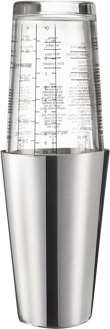 Westmark boston shaker boogie – cocktailshaker met schaalverdeling, professionele cocktailmixer, baraccessoires, inclusief recepten – roestvrij staal, 350ml