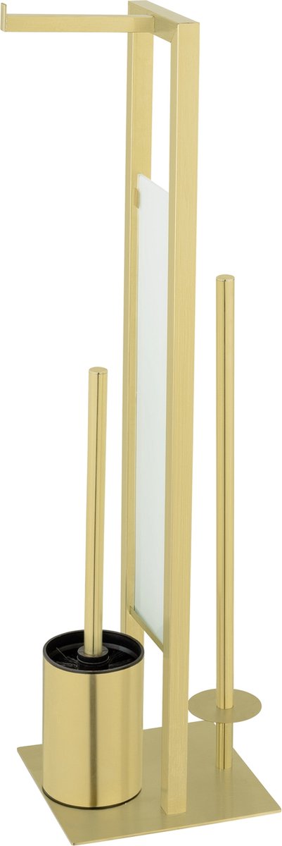 Wenko toiletbutler rivalta rvs mat goud - toiletborstel met houder, toiletrolhouder en reserverolhouder vrijstaand