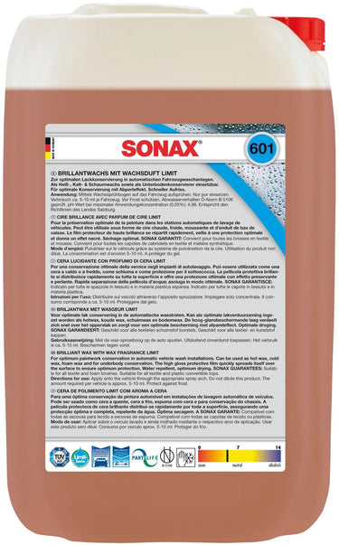 Sonax reinigungszusatz brillantwachs mit wachsduft brilliant wax limit 25 25 l cubitainer