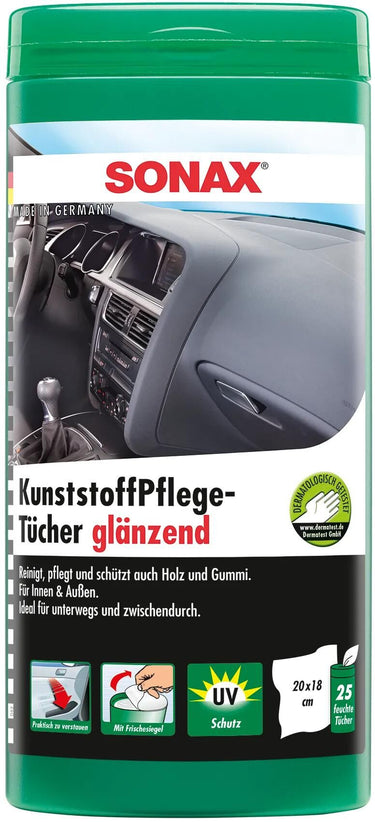 Sonax kunststoffpflegemittel kunststoffpflegetücher plastic care wipes