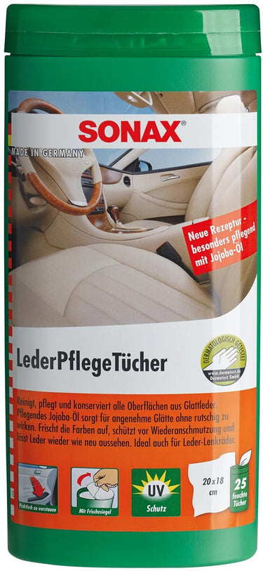 Sonax lederpflegemittel lederpflegetücher leather care cloth box