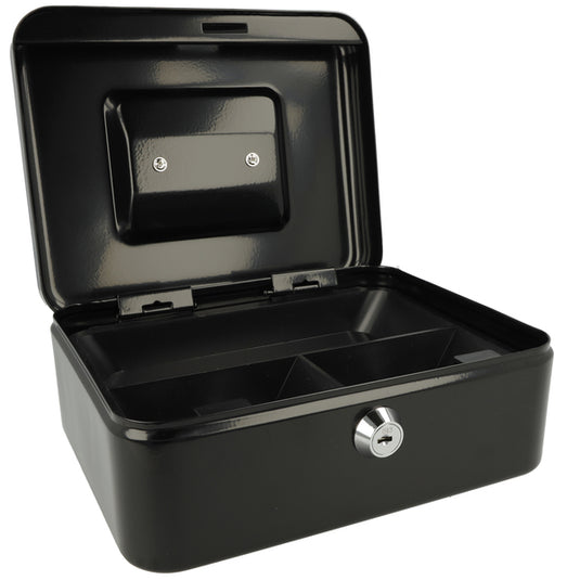 Westcott ac-e51001-zw geldkist 200x161x90mm zwart, kunststof inzet met 3 vakken