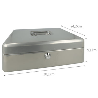 Westcott geldkist - 301x242x91mm - zilvergrijs - kunststof inzet met 5 vakken - ac-e51002-zi