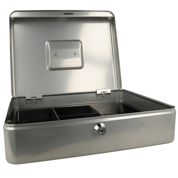 Load image into Gallery viewer, Westcott ac-e51002-zi geldkist 301x242x91mm zilvergrijs, kunststof inzet met 5 vakken
