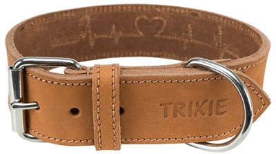 Load image into Gallery viewer, Trixie halsband hond rustic vetleer heartbeat bruin
