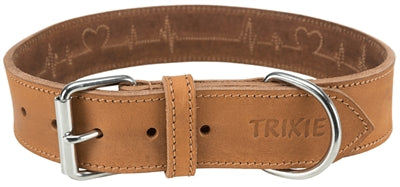 Load image into Gallery viewer, Trixie halsband hond rustic vetleer heartbeat bruin
