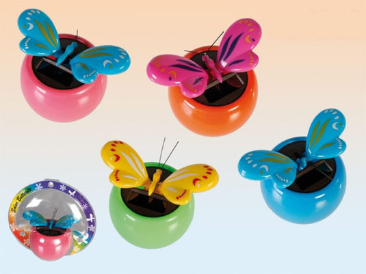 Vlinder in pot solar 8 cm 4 ass