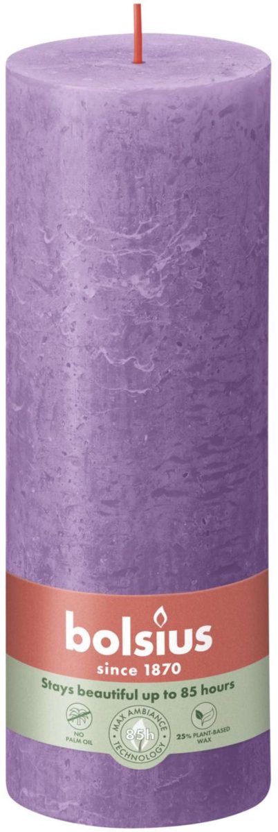 Bolsius stompkaars rustiek vibrant violet - 19 cm ø 7 cm